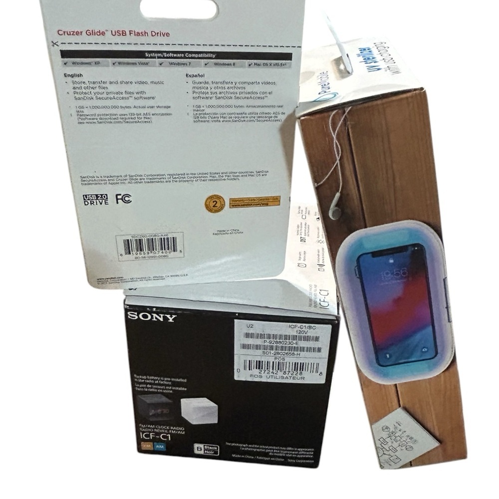 Tech Bundle Sony Alarm Clock UV Sanitizer SanDisk USB New - Picture 2 of 11
